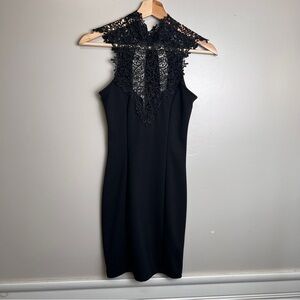 Solemio Los Angeles Elegant Black Lace Mini Cocktail Dress Size XS, EUC